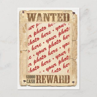 Cartão Postal Quadro de Fotografias de Poster WANTED