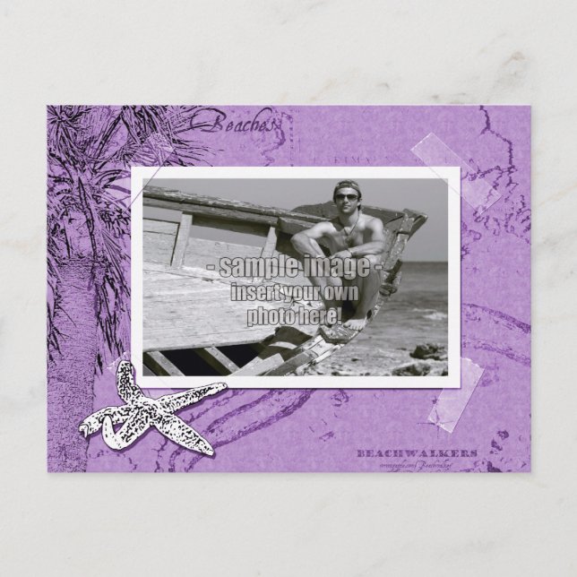 Cartão Postal Quadro de Fotografias Violeta Collage do Beachwalk (Frente)