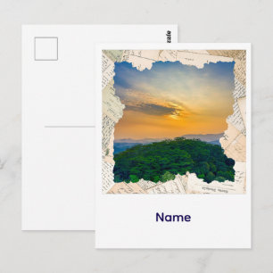 Cartão Postal Quadro de Jornal Antigo com Foto Personalizada