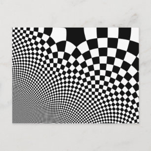 Cartão Postal Quadro de verificação de abstrato branco e preto