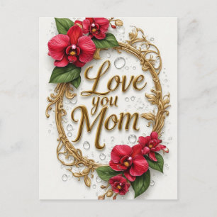 Cartão Postal Quadro Floral Amo Você Mãe Dia das Mães