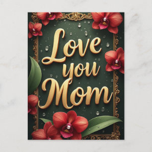 Cartão Postal Quadro Floral 'Amo Você Mamãe' Dia das Mães