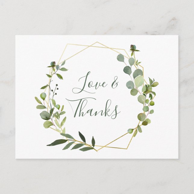 Cartão Postal Quadro Geométrico Moderno Eucalyptus Muito Obrigad (Frente)