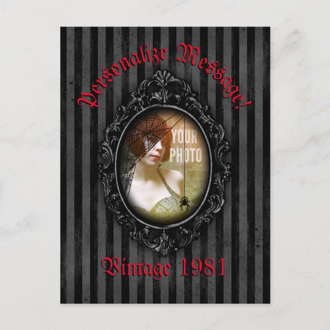 Cartão Postal Quadro Gótico Personalizado Com Aranha (Frente)