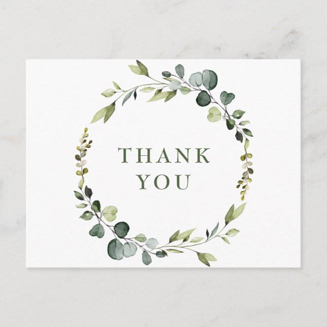 Cartão Postal Quadro Moderno de Eucalyptus Wreath Obrigado Boho (Frente)