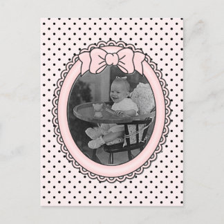 Cartão Postal Quadro Oval Rosa com Arco - Personalize com o seu 