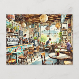 Cartão Postal Quaint Artística Coffeeshop em Austin Texas