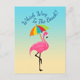 Cartão Postal Qual é o Caminho para a Praia-Pink Flamingo