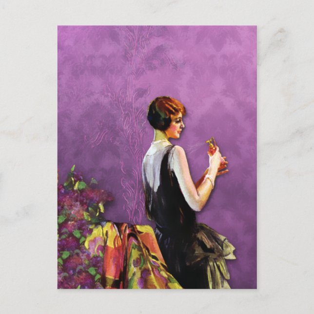 Cartão Postal QUALIDA, FASHION 1920 no PLUM e DOURADO (Frente)