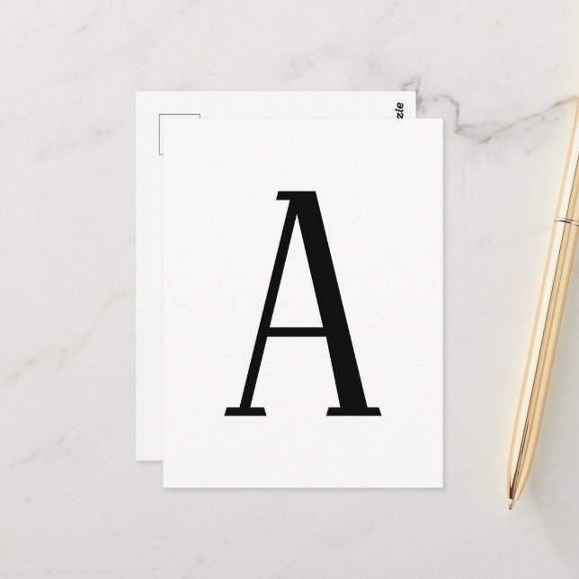 Cartão Postal Qualquer Letra | Preto e Branco ou Cores DIY (Frente/Verso In Situ)