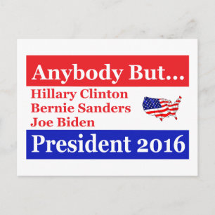 Cartão Postal Qualquer um, menos Hillary, biden, sanders
