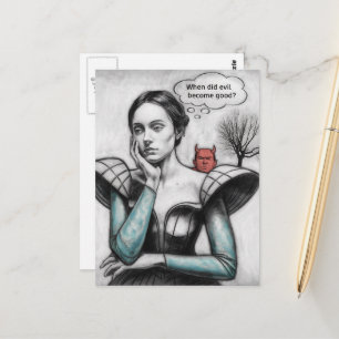 Cartão Postal Quando A Mau Se Tornou Uma Boa Mulher Pensando Dem