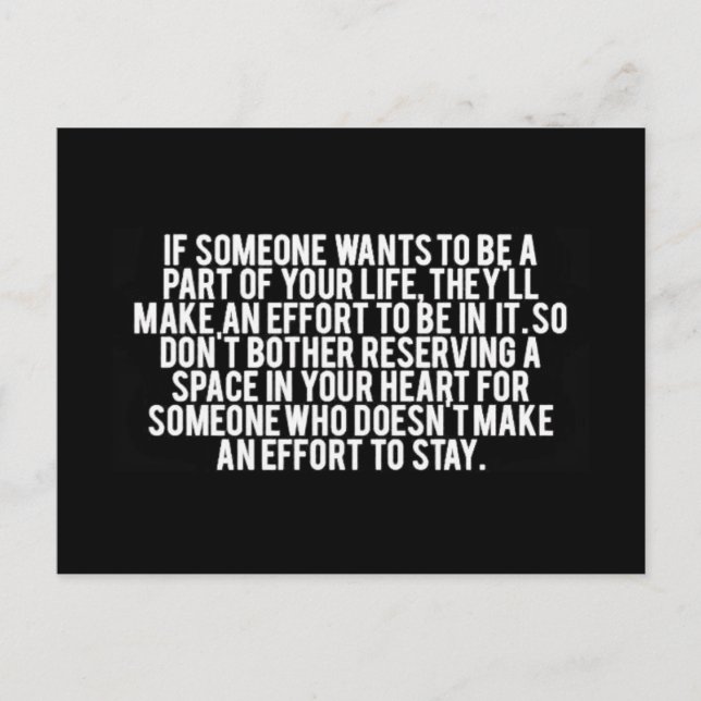 CARTÃO POSTAL QUANDO ALGUÉM QUER FAZER PARTE DA SUA VIDA, ELE ES (Frente)