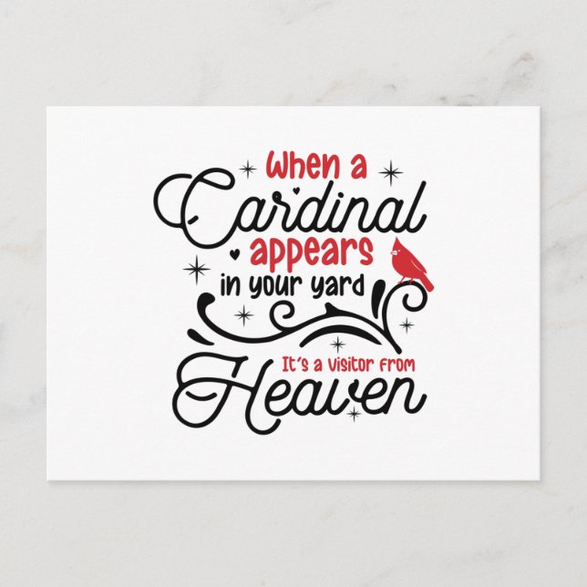 Cartão Postal Quando aparecer um cardeal no seu jardim (Frente)