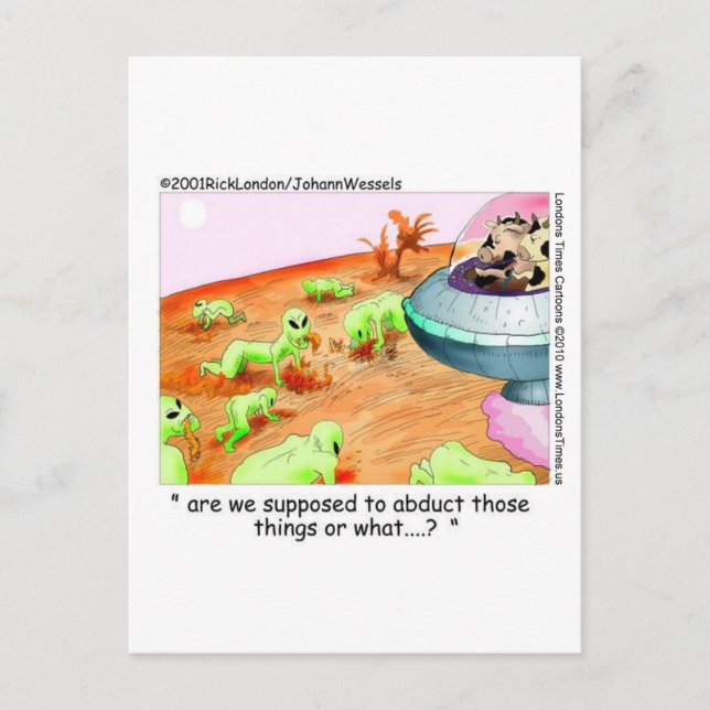 Cartão Postal Quando As Vacas Funcionam No Espaço Engraçado Ofer (Frente)