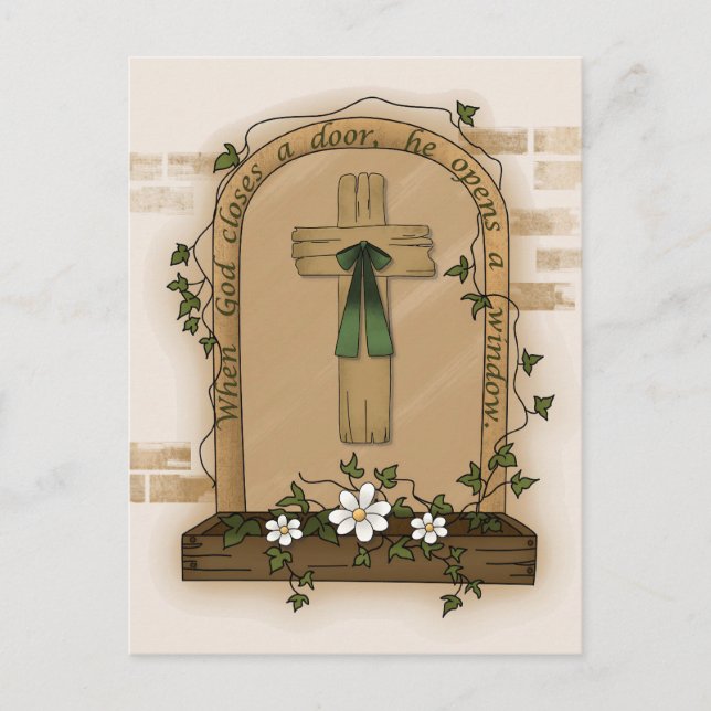 Cartão Postal Quando Deus fecha uma porta, ele abre uma janela (Frente)