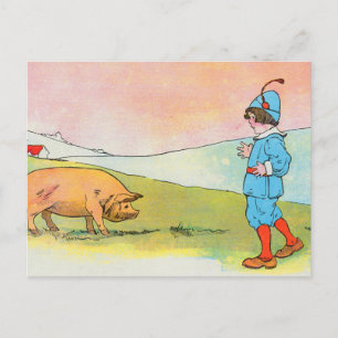 Cartão Postal Quando fui a Bonner, encontrei um porco - Rhyme En