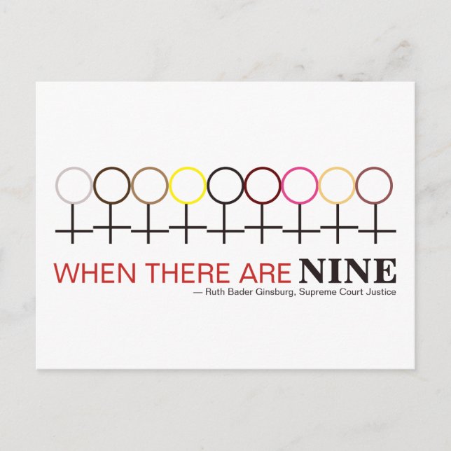 Cartão Postal Quando há nove citações de Ginsburg RBG (Frente)