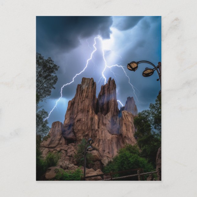 Cartão Postal Quando o trovão encontra a montanha sob o céu azul (Frente)