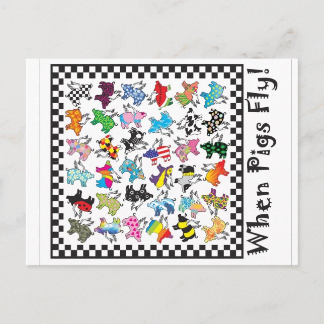 Cartão Postal Quando os porcos voam postais (Frente)