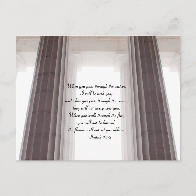 Cartão Postal Quando você passa pelas águas, - Isaiah 43 (Frente)