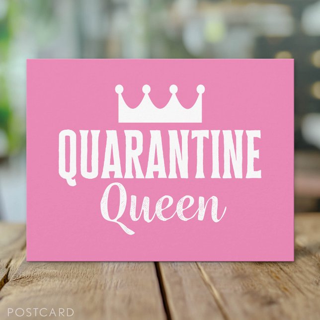 Cartão Postal Quarantine Queen 2020 (Vírus rosa) (Custom Postcard)