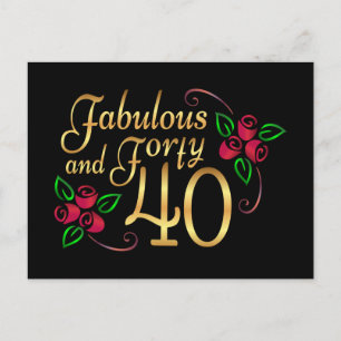 Cartão Postal Quarenta Rosas Pretas Vermelhas Douradas Fabulosas