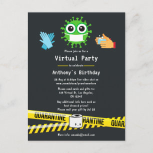 Cartão Postal Quarentena Festa de aniversário Virtual