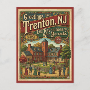 Cartão Postal Quartel da Guerra Revolucionária de Trenton NJ Ant