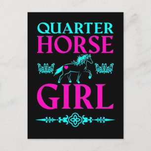 Cartão Postal Quarter Horse Girl in Aqua and Pink