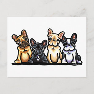 Cartão Postal Quarteto do buldogue francês