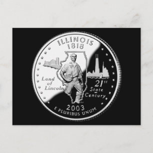Cartão Postal Quarto de Estado de Illinois Lado Reverso Falso
