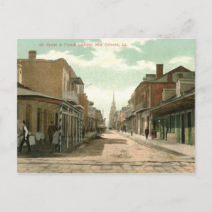 Cartão Postal Quarto Francês, Nova Orleans 1910 Vintage