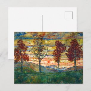 Cartão Postal Quatro Árvores Egon Schiele