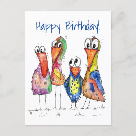 Cartão Postal Quatro Aves Células E Quentes