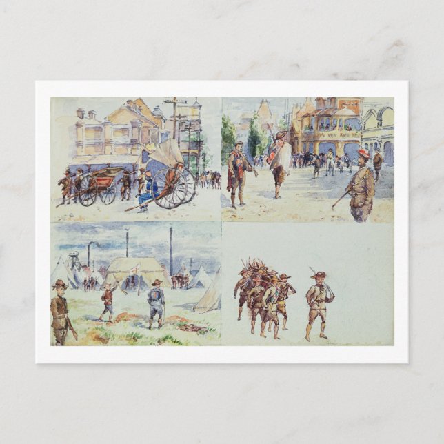 Cartão Postal Quatro cenas da Guerra do Boer, de um esboço. (Frente)