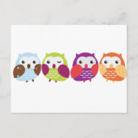 Quatro Corujas Coloridas