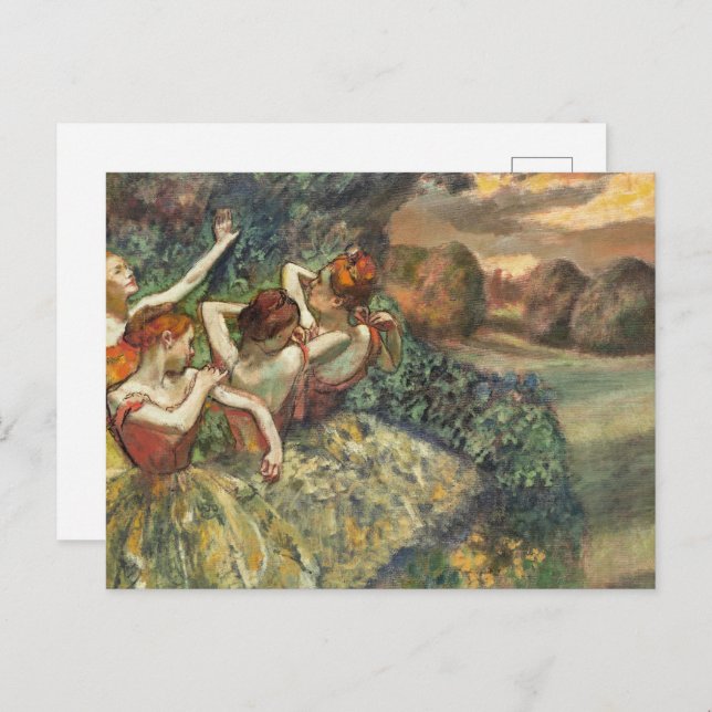 Cartão Postal Quatro Dançarinos de Edgar Degas, Arte Clássica do (Frente/Verso)