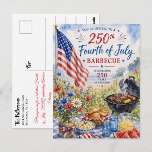Cartão Postal Quatro de Julho 250 Anos Churrasco Patriótico Aqua