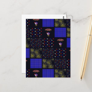 Cartão Postal Quatro de Julho Patchwork Pattern - 4 de Julho