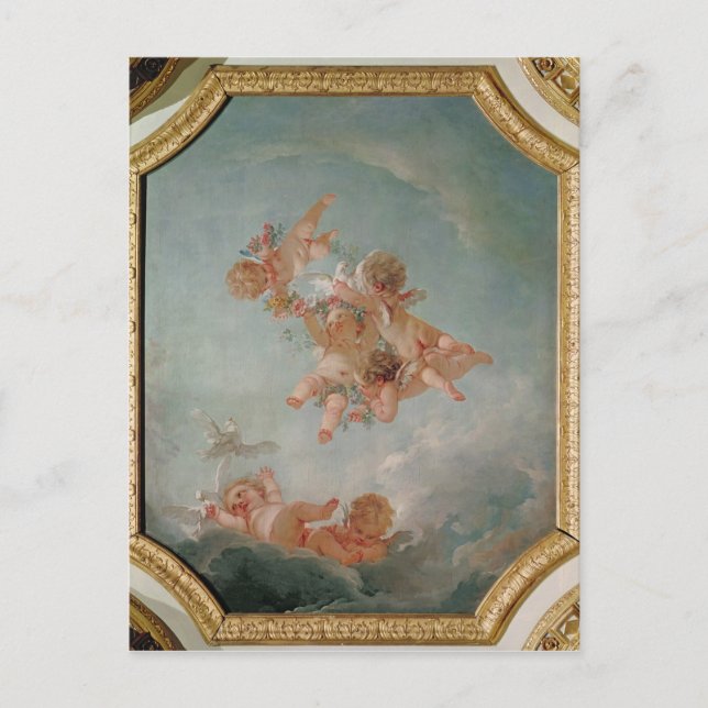 Cartão Postal Quatro estações no Salle du Conseil - Primavera (Frente)