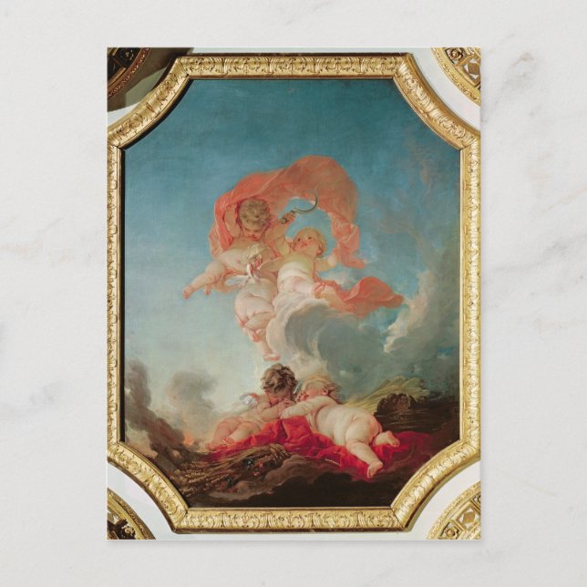 Cartão Postal Quatro estações no Salle du Conseil - verão (Frente)