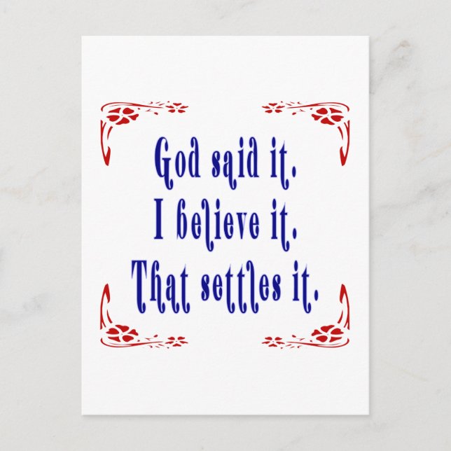 Cartão Postal Quatro Flores Vermelhas Que Deus Disse! (Frente)