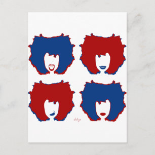 Cartão Postal QUATRO MODOS em VERMELHO e AZUL