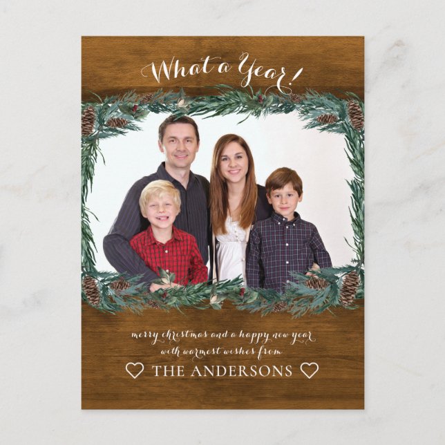 Cartão Postal Que Ano! Weihnachtskranz Foto (Frente)