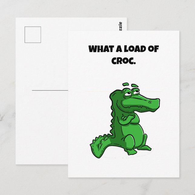 Cartão Postal Que Cartoon Croc Funny Alligator (Frente/Verso)