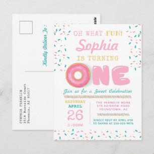 Cartão Postal Que Diversão Donut Festa de Um Ano de Idade