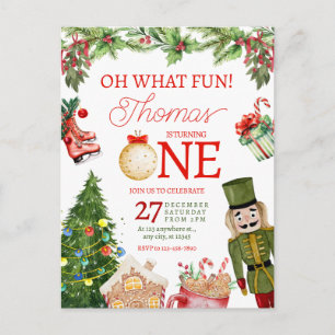 Cartão Postal Que Diversão Natal Inverno Primeiro Aniversário