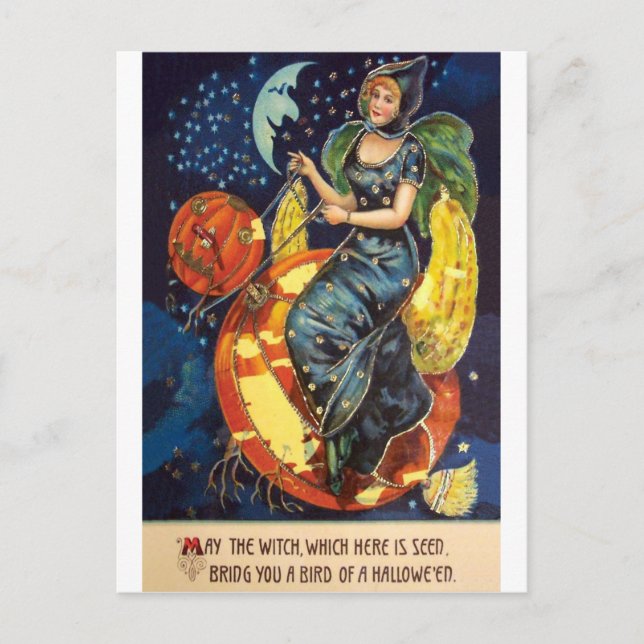 Cartão Postal Que esta bruxa te traga um pássaro do Dia das Brux (Frente)