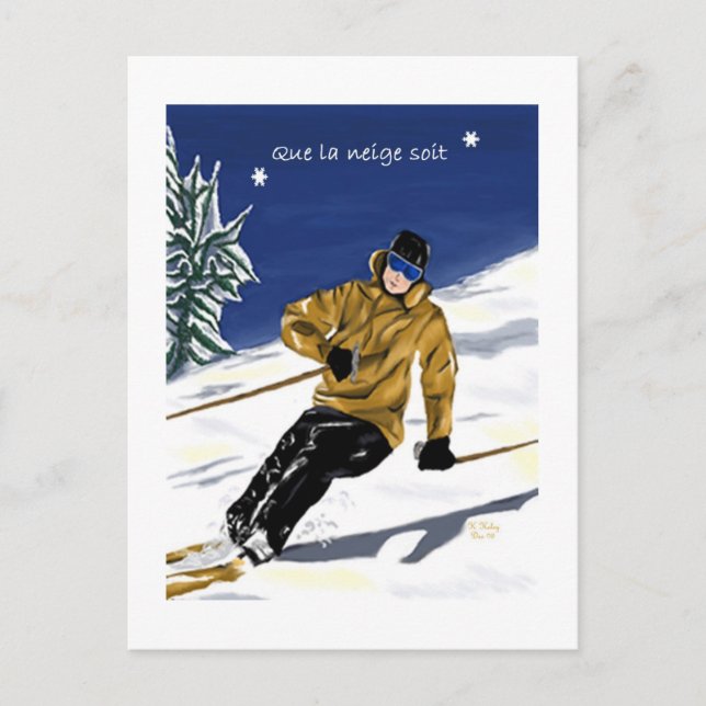 Cartão Postal Que la neige soit/Skieur carte postale (Frente)